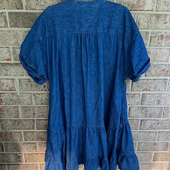 FREE PEOPLE Blue Denim Babydoll Dress / Size L / NWOT - Picture 5 of 8